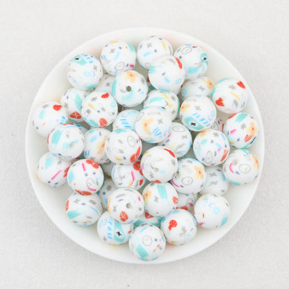 Nurse Theme 15mm Printed Silicone Beads 50pcs 4