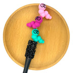 Silicone 3D Focal Beads Bookworm Caterpillar Wearing Quirky Glasses 2