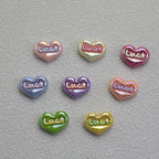 Glossy Plating Luck Heart Resin Beads 17.3x23mm Pastel Colors 10pcs 3