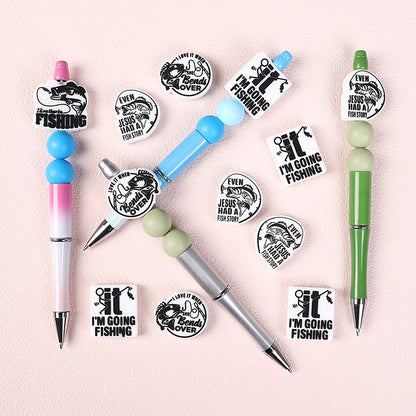 Silicone Focal Beads Fishing Theme Bold Fish and Hook Designs 20pcs 7
