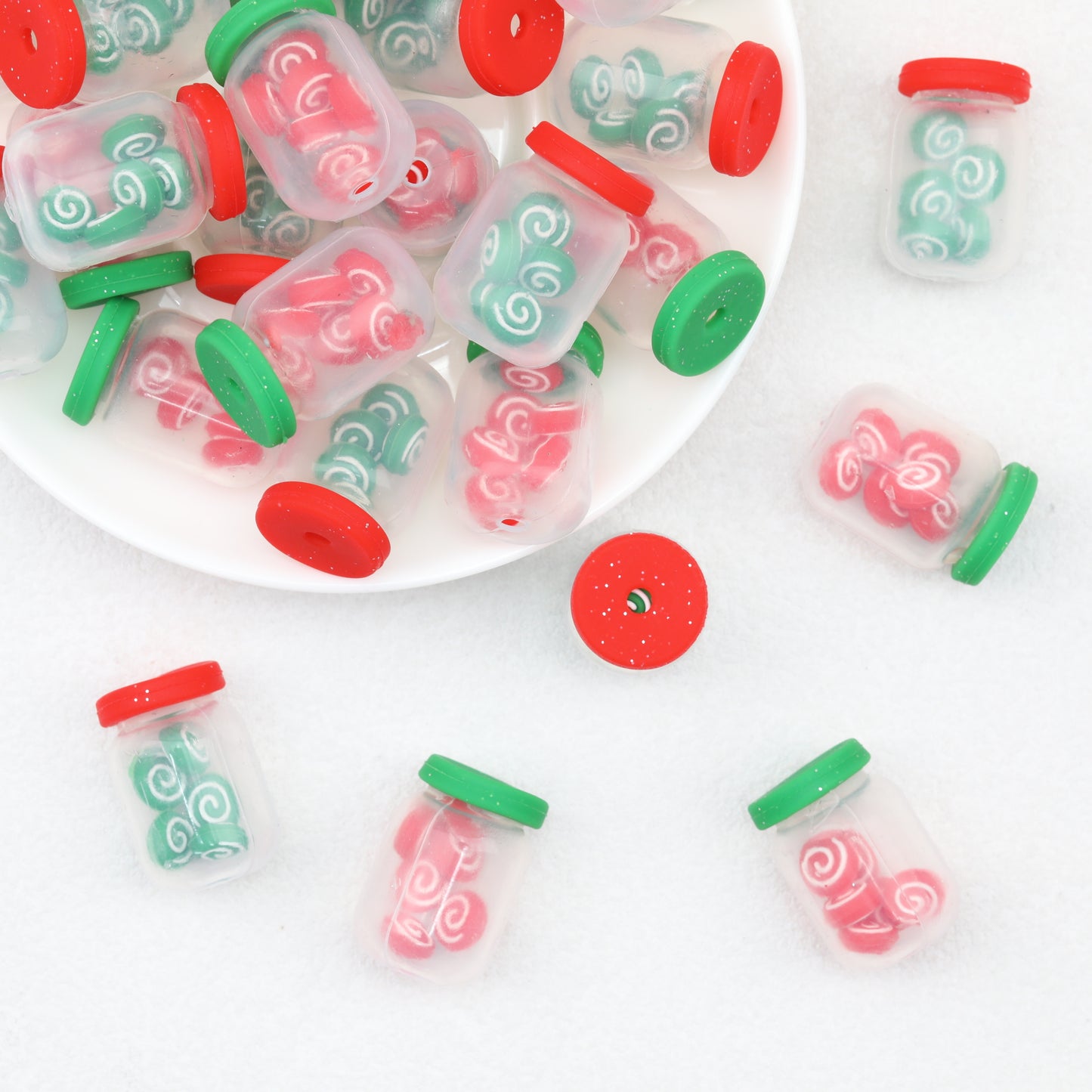 Silicone 3D Christmas Lollipop Focal Beads 20pcs 3