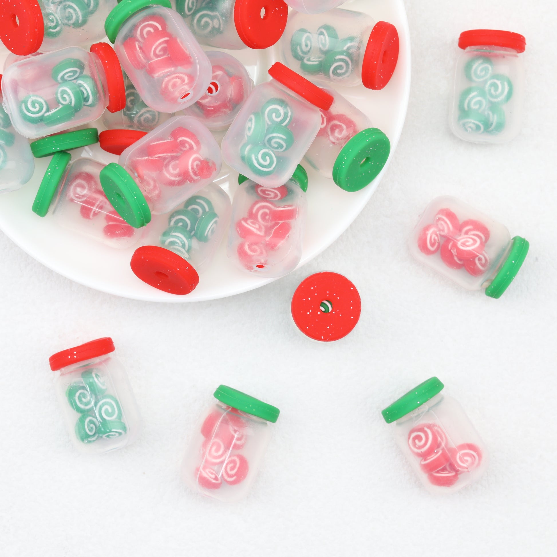 Silicone 3D Christmas Lollipop Focal Beads 20pcs 3