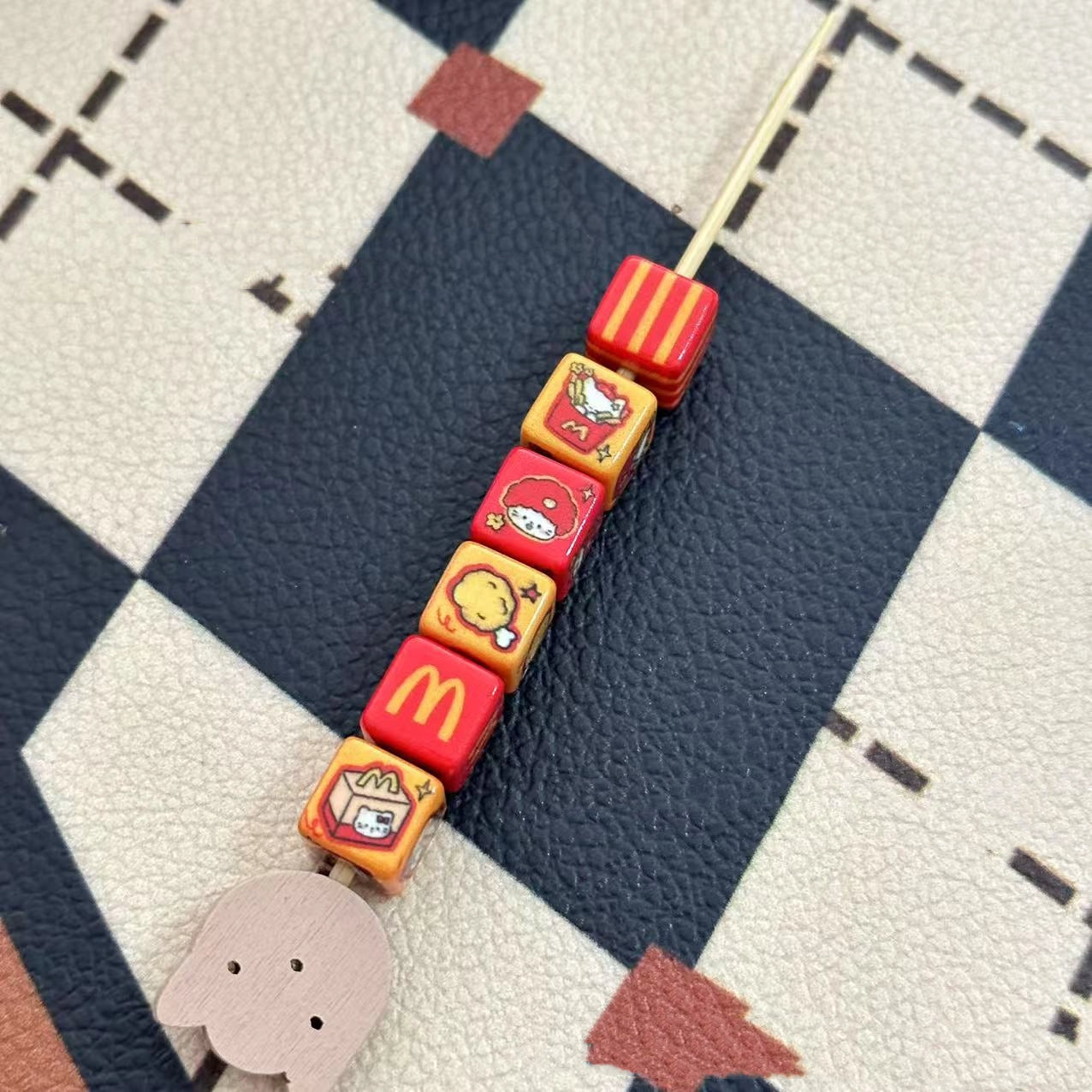 Mcdon Series Acrylic Square Beads 10mm Printed Mixed Colors 20pcs 2