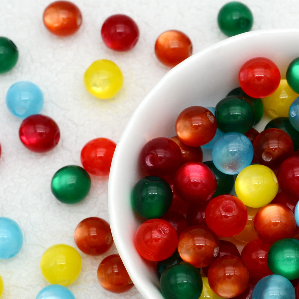 Jelly Color Imitation Cat Eye Resin Round Beads 8mm 10mm 100pcs
