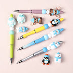 Silicone 3D Focal Beads Winter Theme Polar Bear Snow Monster Wearing Hats 20pcs 7