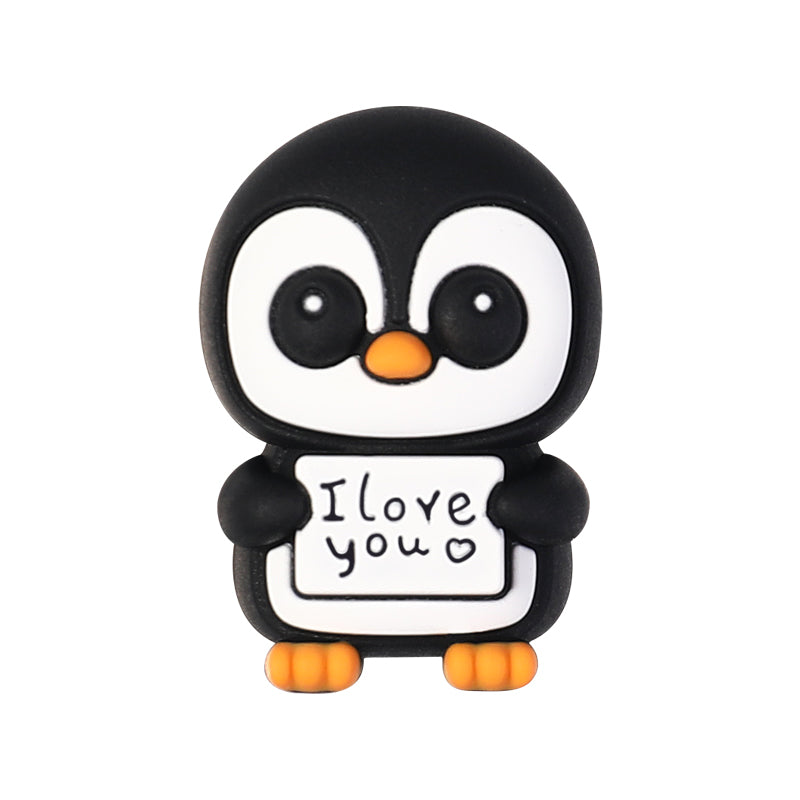 Silicone 3D Focal Beads Valentine Animal Love Holding Heart 20pcs 13