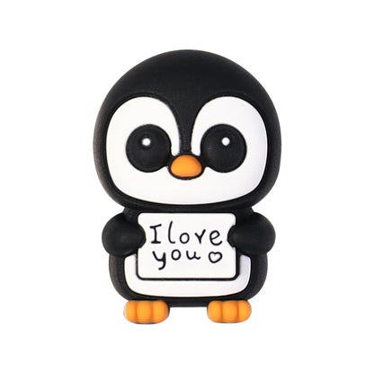 Silicone 3D Focal Beads Valentine Animal Love Holding Heart 20pcs 13