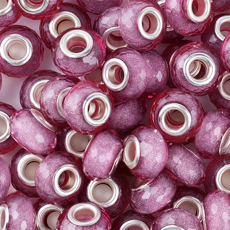 Faceted Glitter Resin Spacer Beads 14mm Mixed Colors 50pcs 9