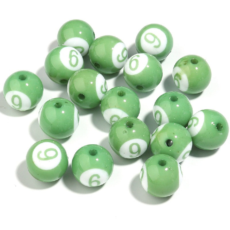 Colored Billiard Ball Round Acrylic Beads 16mm Glossy 10pcs 11