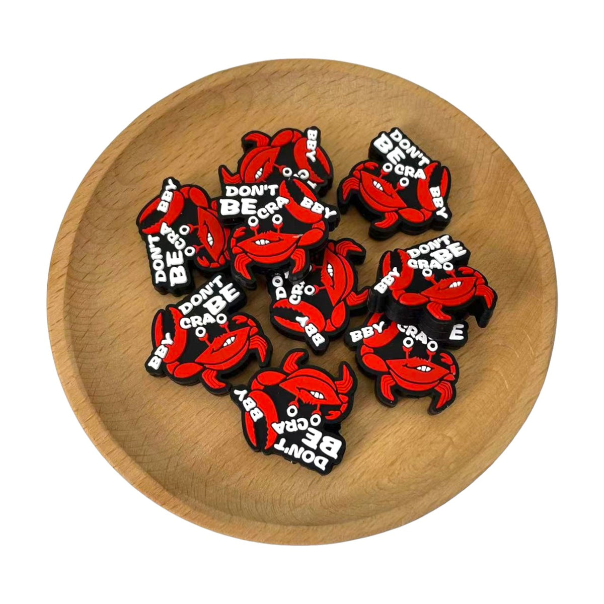 Silicone Focal Beads Crab With Cheeky Eyes And Text DON'T BE CRABBY 20pcs 2