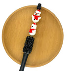 Silicone 3D Focal Beads Christmas Snowman Wearing Santa Hat and Scarf 2