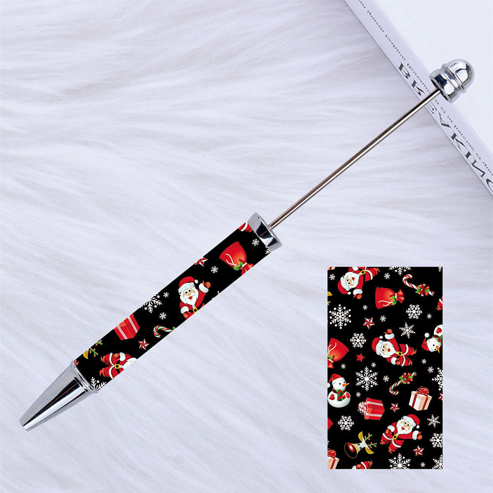 Beadable Pen Plastic Printed Pumpkin Ghost Spider Bat Halloween 7
