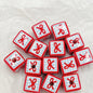 Printed Square Acrylic Beads 14mm Fresh Pink Tone 10pcs 15