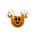 Silicone Focal Beads Winter Reindeer Face White Antlers 20pcs