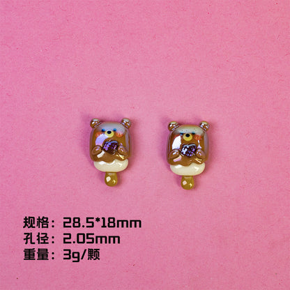 Adorable Animal Ice Cream Resin Beads Glossy Pastel Colors 10pcs 7