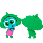 Silicone 3D Focal Beads Inside Out Green Emotional Little People Wide Eyes Leafy Hair 20pcs