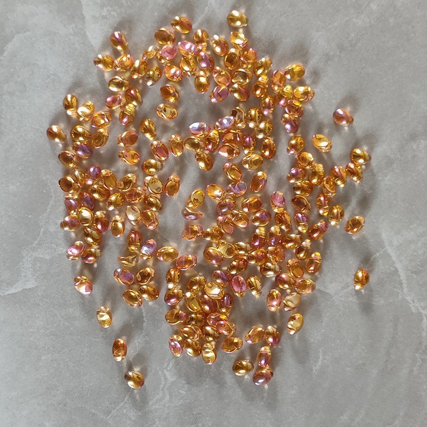 Czech Glass Teardrop Shaped Beads 6x8mm Iridescent Finish 2pcs 6