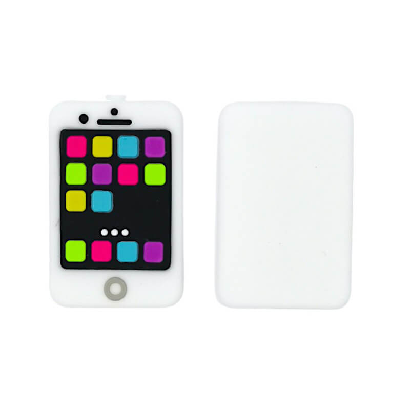 Silicone 3D Focal Beads Phone Jewel Tone Icons White Frame
