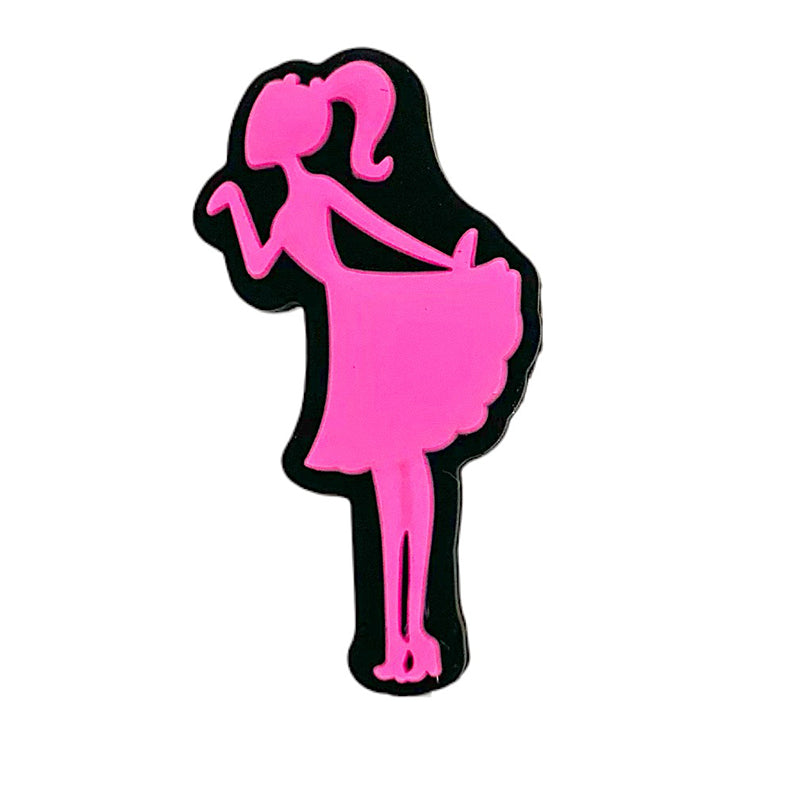 Silicone Focal Beads Barbie Pink Silhouette 20pcs
