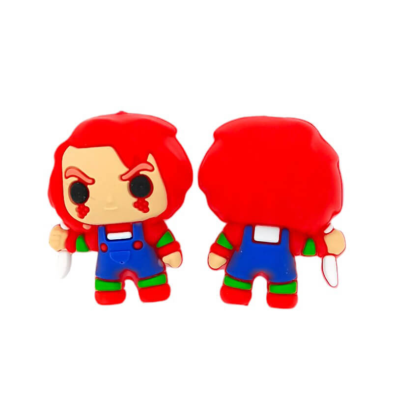 Silicone 3D Focal Beads Chucky Vivid Red Hair Sharp Details