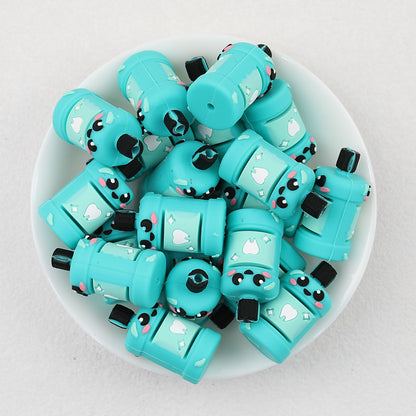 Silicone 3D Blue Mouthwash Bottle Focal Beads 20pcs