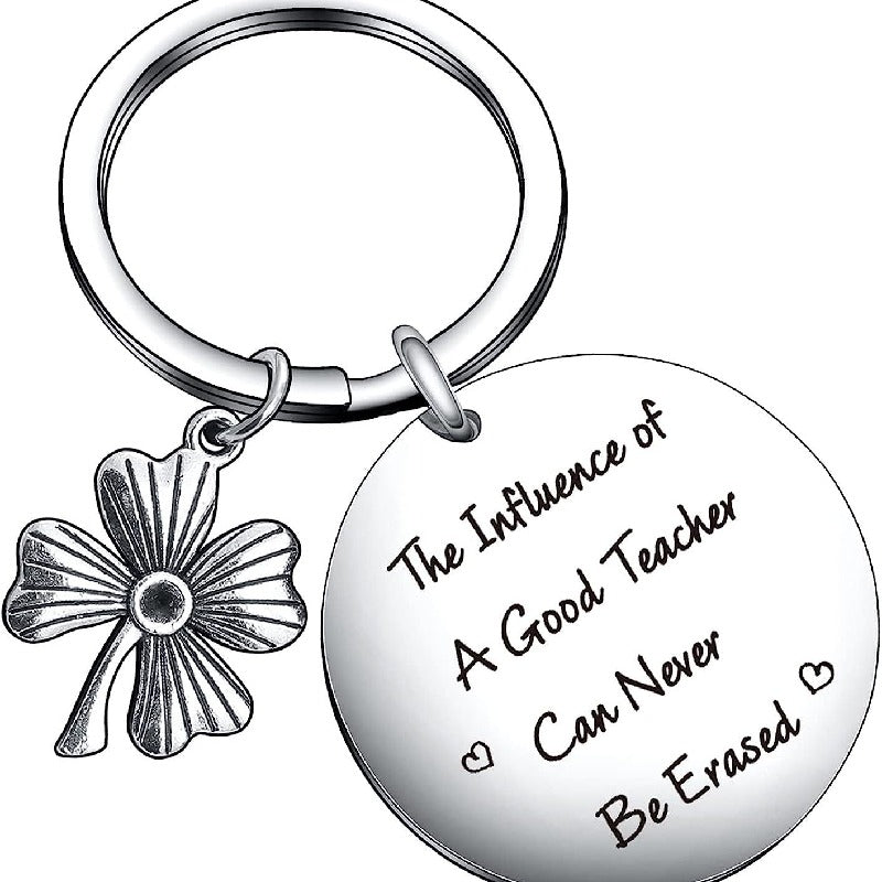 Stainless Steel Four Leaf Clover Keychain Teacher Gift Engraved 5