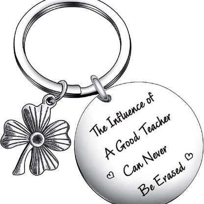 Stainless Steel Four Leaf Clover Keychain Teacher Gift Engraved 5