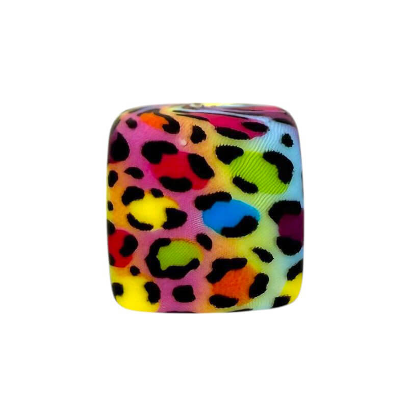 13.5mm Square Silicone Beads Printed Designs Mix 50pcs 5