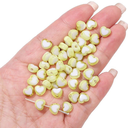 Colorful Heart Acrylic Beads 8x7mm Pastel Mixed 60pcs 18