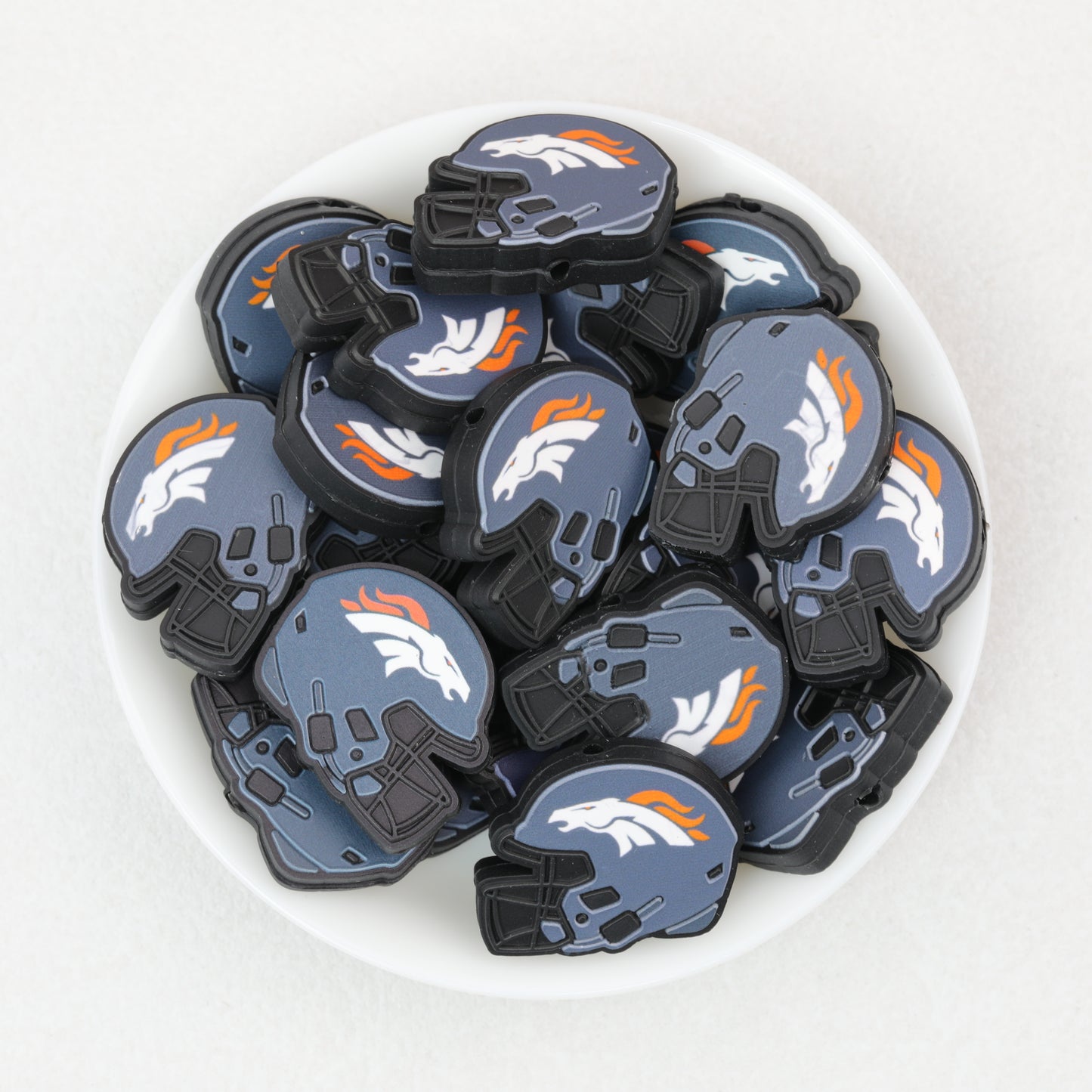 NFL Teams Helmet Silicone Focal Beads Printed Designs 20pcs 15
