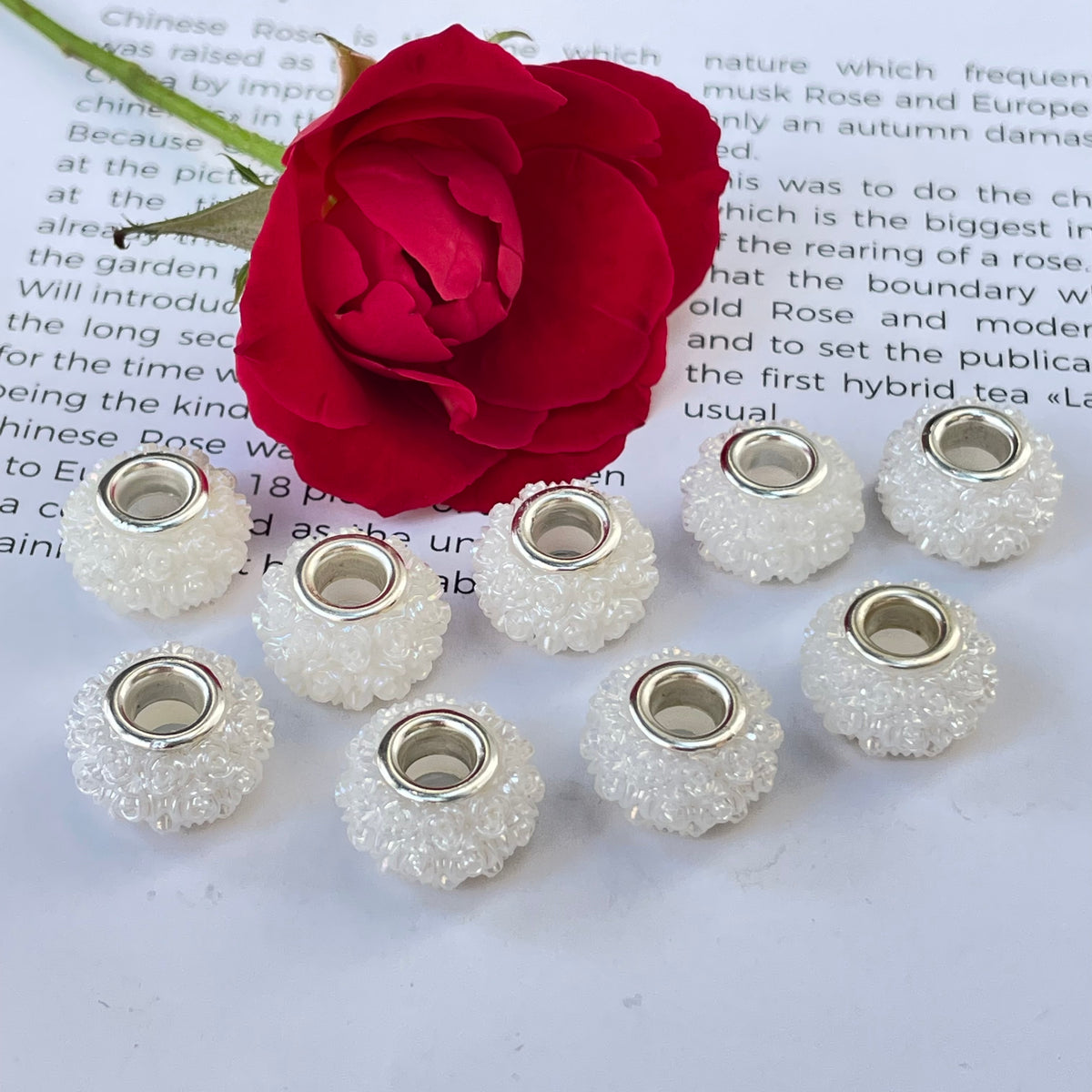Acrylic Rose Spacer Beads 14mm Large Hole 50pcs 11