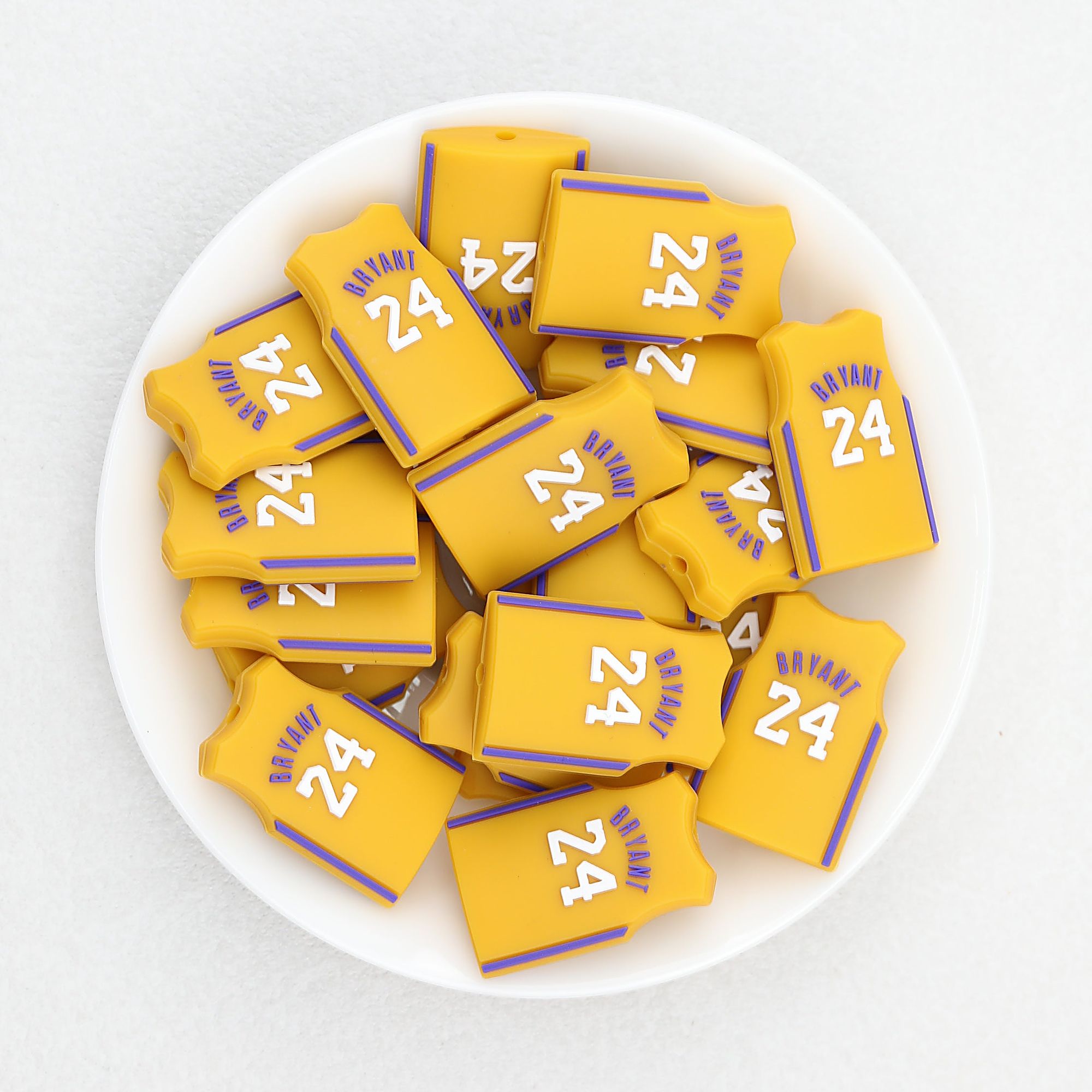 Basketball Jersey 24 Number Silicone Focal Beads 20pcs