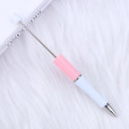 Beadable Pens Wholesale, Two Color Plastic Pastel White Barrel Ballpoint, 11.5mm x 145mm