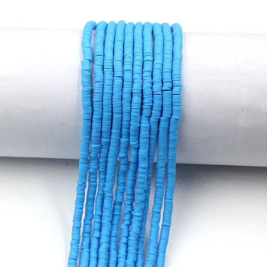 Flat Clay Beads 4mm Solid Color Polymer Disc 10strands 46