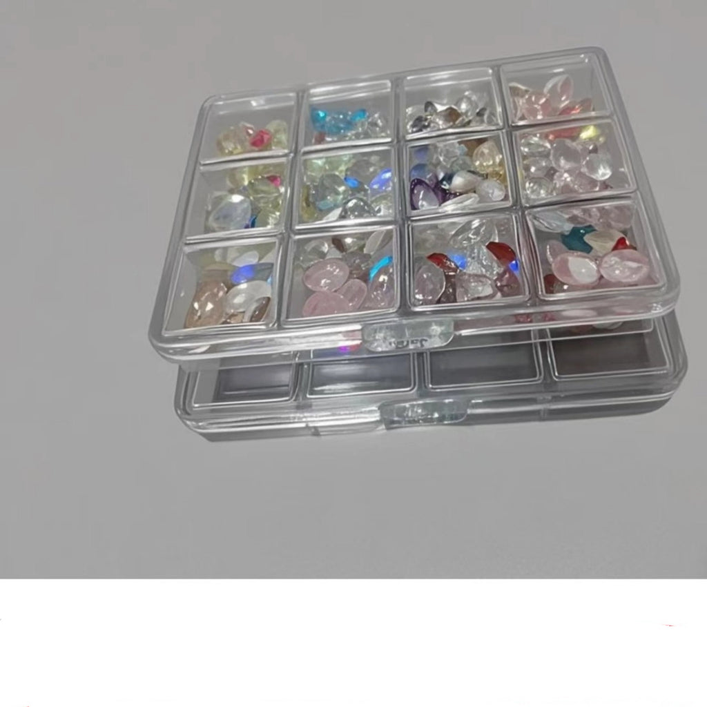Plastic Organizer Boxes 12 Grids Clear Portable 2pcs 11cm 2
