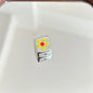 Square Acrylic Beads 14mm Silver Flower and Puppy Pattern 10pcs 6
