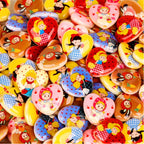 Double-Sided Heart Acrylic Beads 25mm Fairy Tale Girl Pattern 10pcs 3