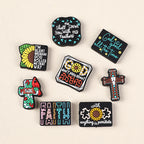 Silicone Focal Beads Jesus Faith Cross With Holly Cardinal 20pcs 2
