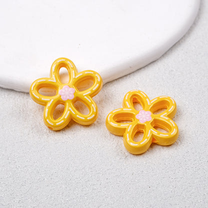 Hollow Dotted Line Sakura Flower Acrylic Beads 25mm 20pcs 18