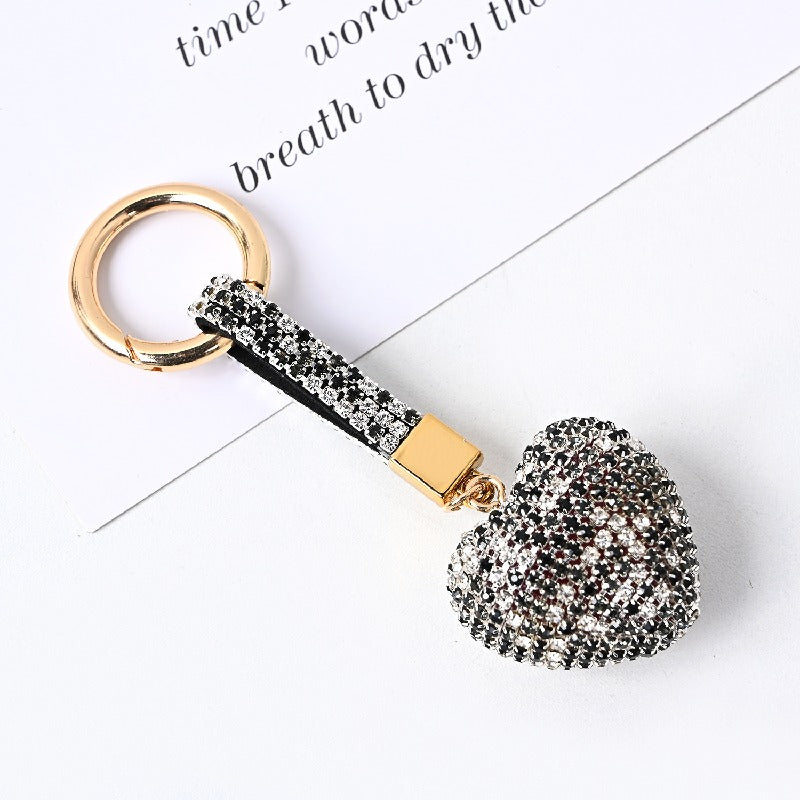 Diamond Encrusted Crystal Heart Keychain Alloy Multiple Colors 9