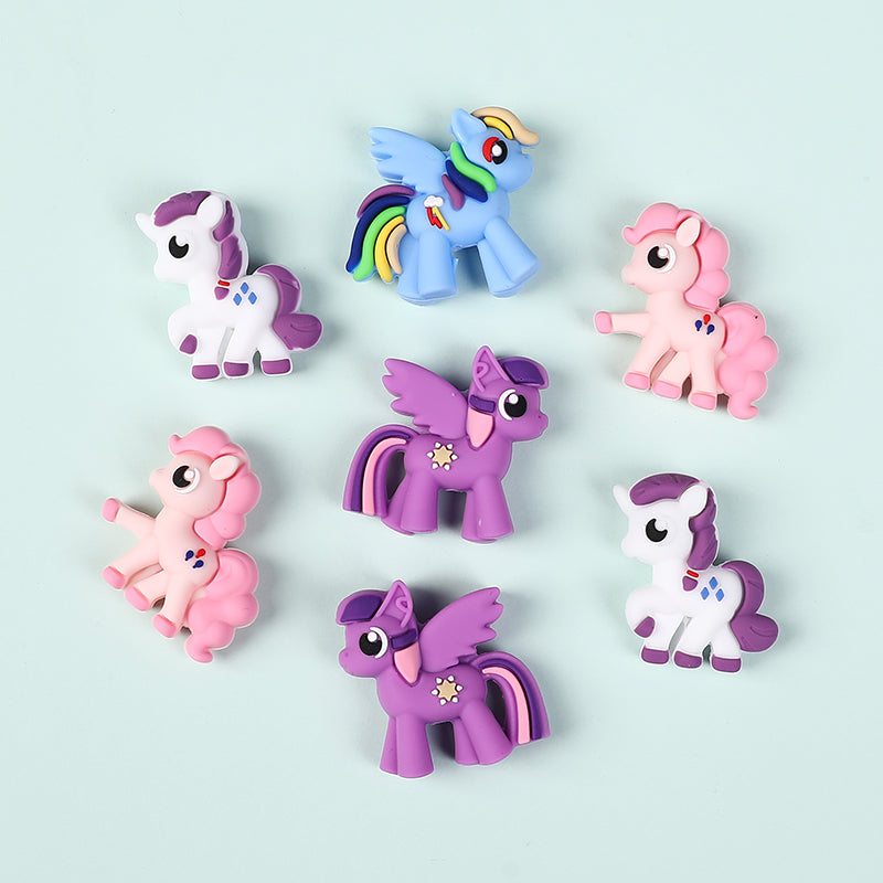 Silicone 3D Focal Beads My Little Pony Front Facing 20pcs
