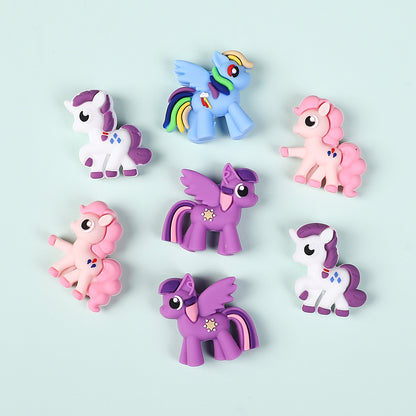 Silicone 3D Focal Beads My Little Pony Front Facing 20pcs