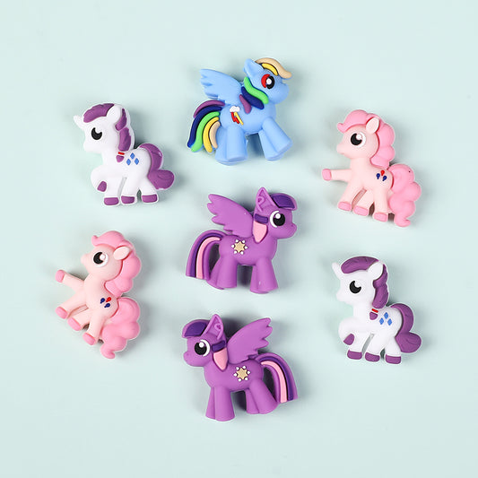 Silicone 3D Focal Beads My Little Pony Front Facing 20pcs