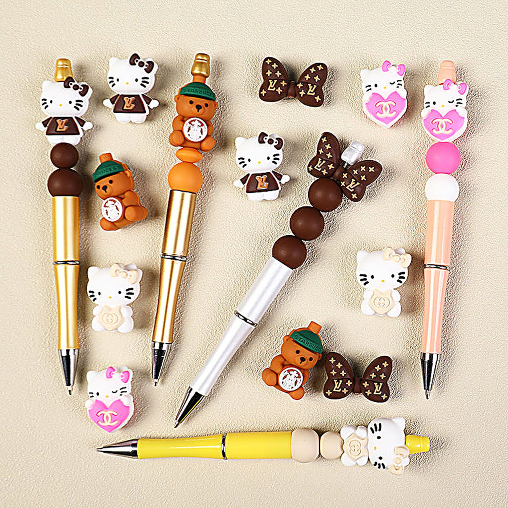 3D Designer Style Silicone Focal Beads Cat Bear Heart Shapes 20pcs