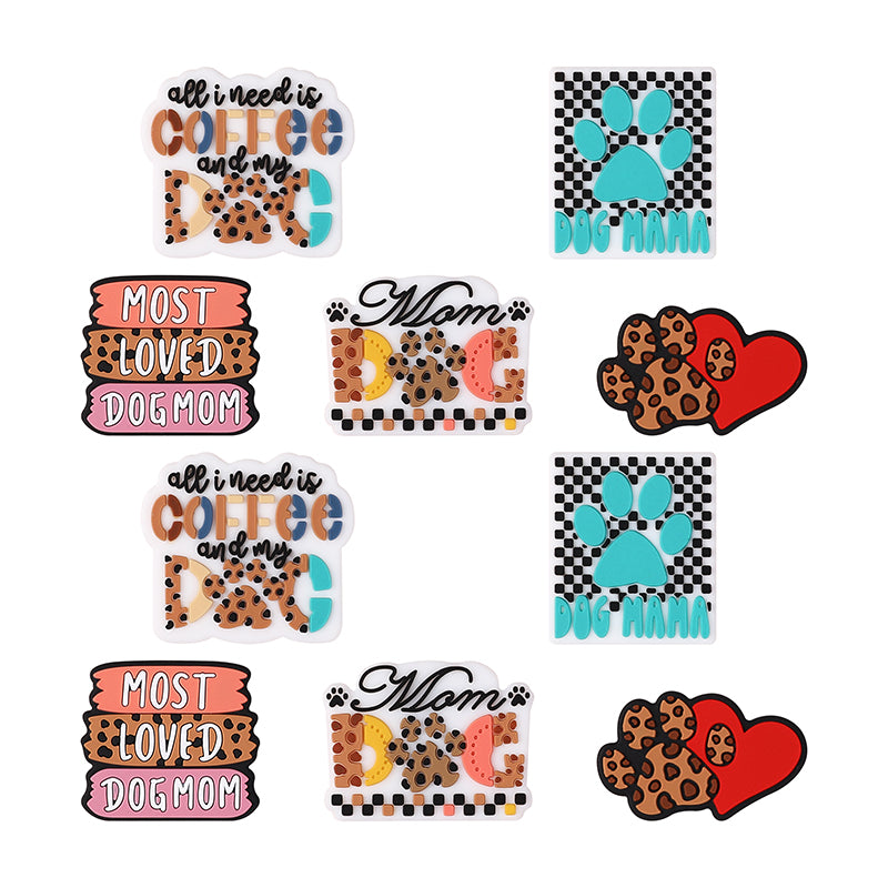 Silicone Focal Beads Dog Mom Leopard Print Paw Patterns 1 pcs 9