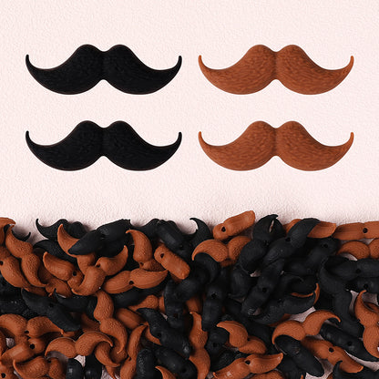 Silicone Focal Beads Beard Handlebar Mustache Textured Curved 20pcs