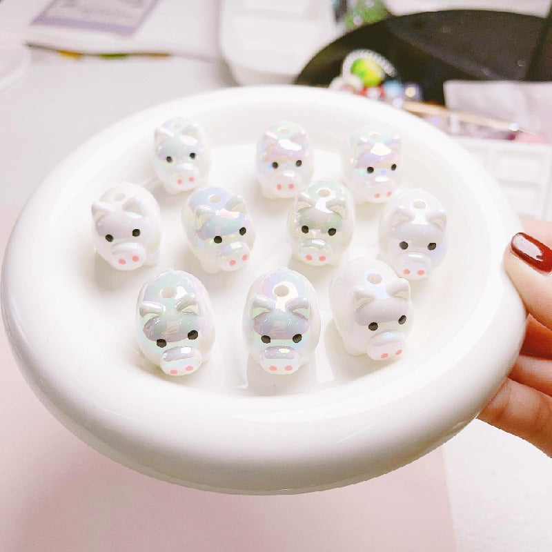 Glossy Dog Sheep Acrylic Beads 25mm Pastel Colors 2pcs 7