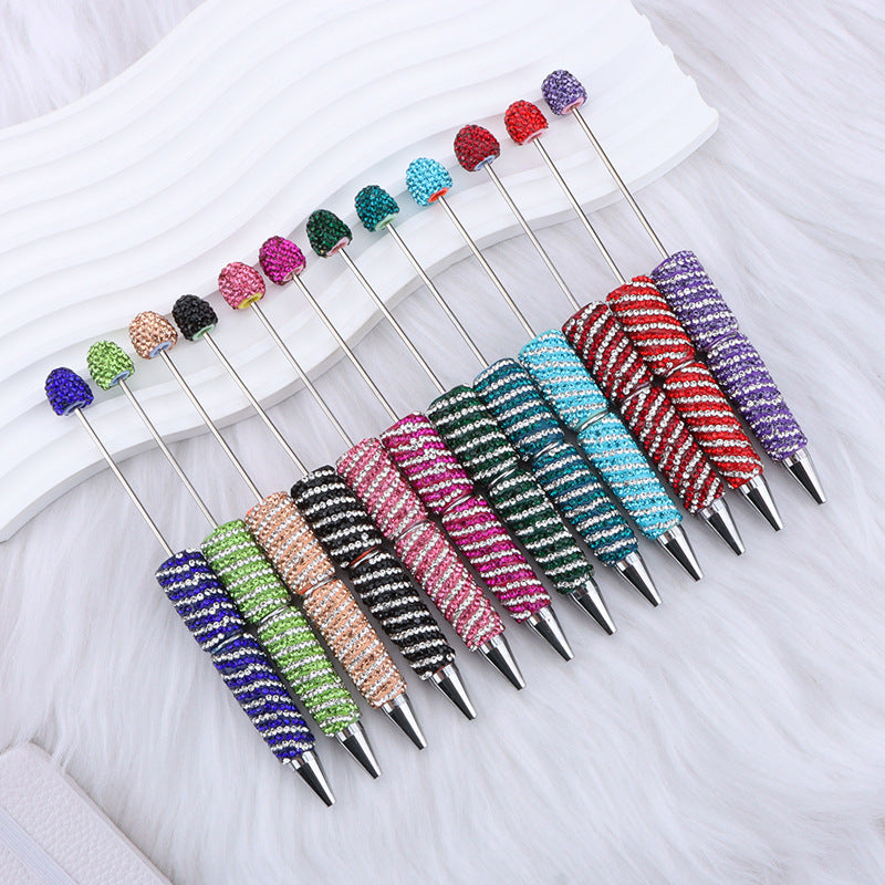 Beadable Striped Rhinestone Embellished Pen Random Color