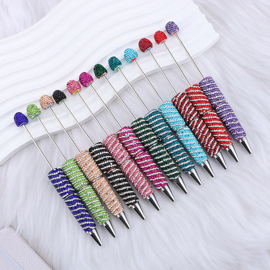 Beadable Striped Rhinestone Embellished Pen Random Color