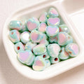 Cream Color Heart Acrylic Beads 12x14.5mm Large Hole 10pcs 6